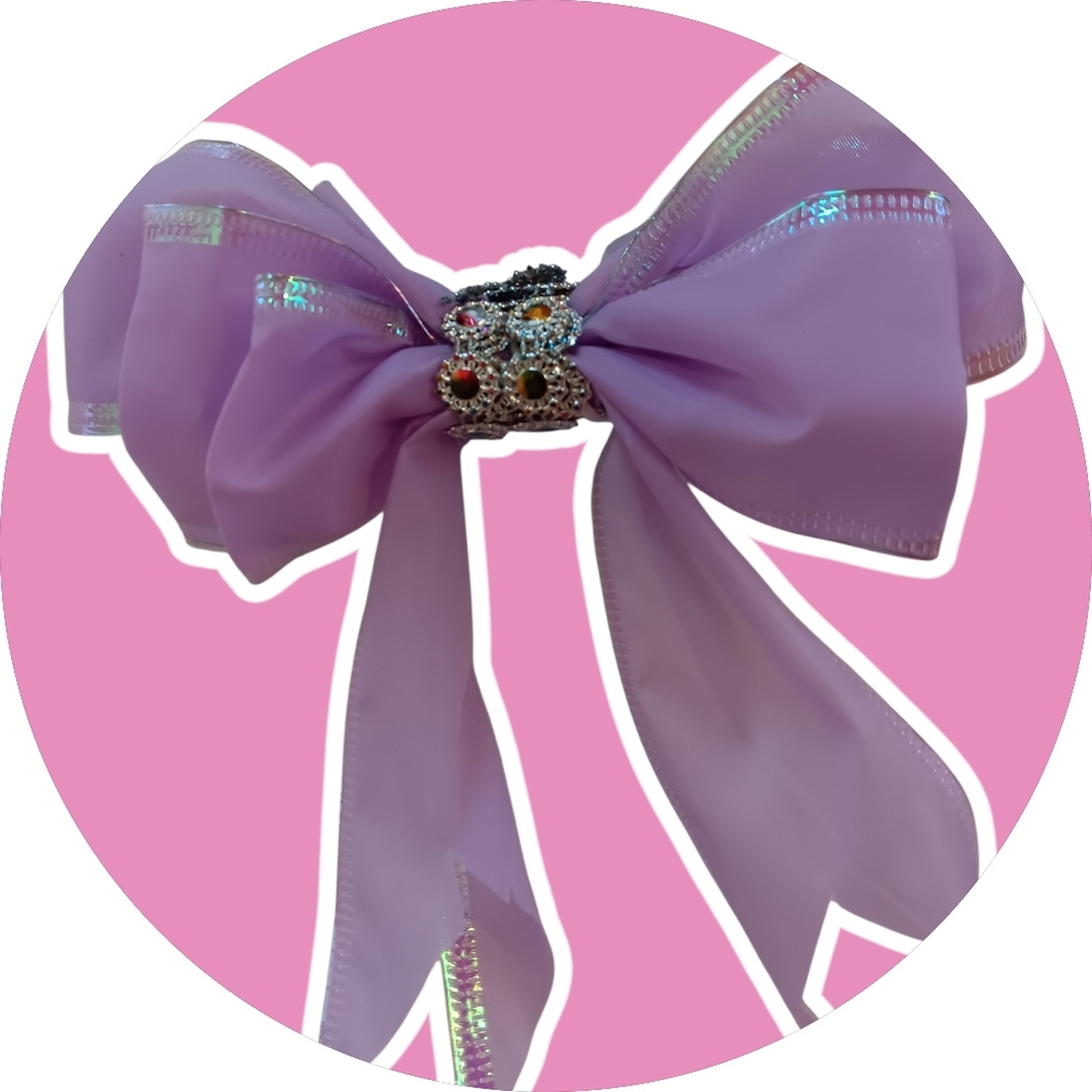 Purple Bow with Rhinestone Accent
